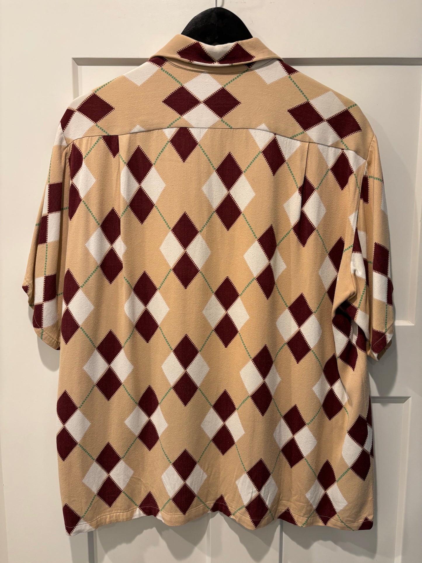 1950s Rayon Argyle Harlequin Pullover Shirt