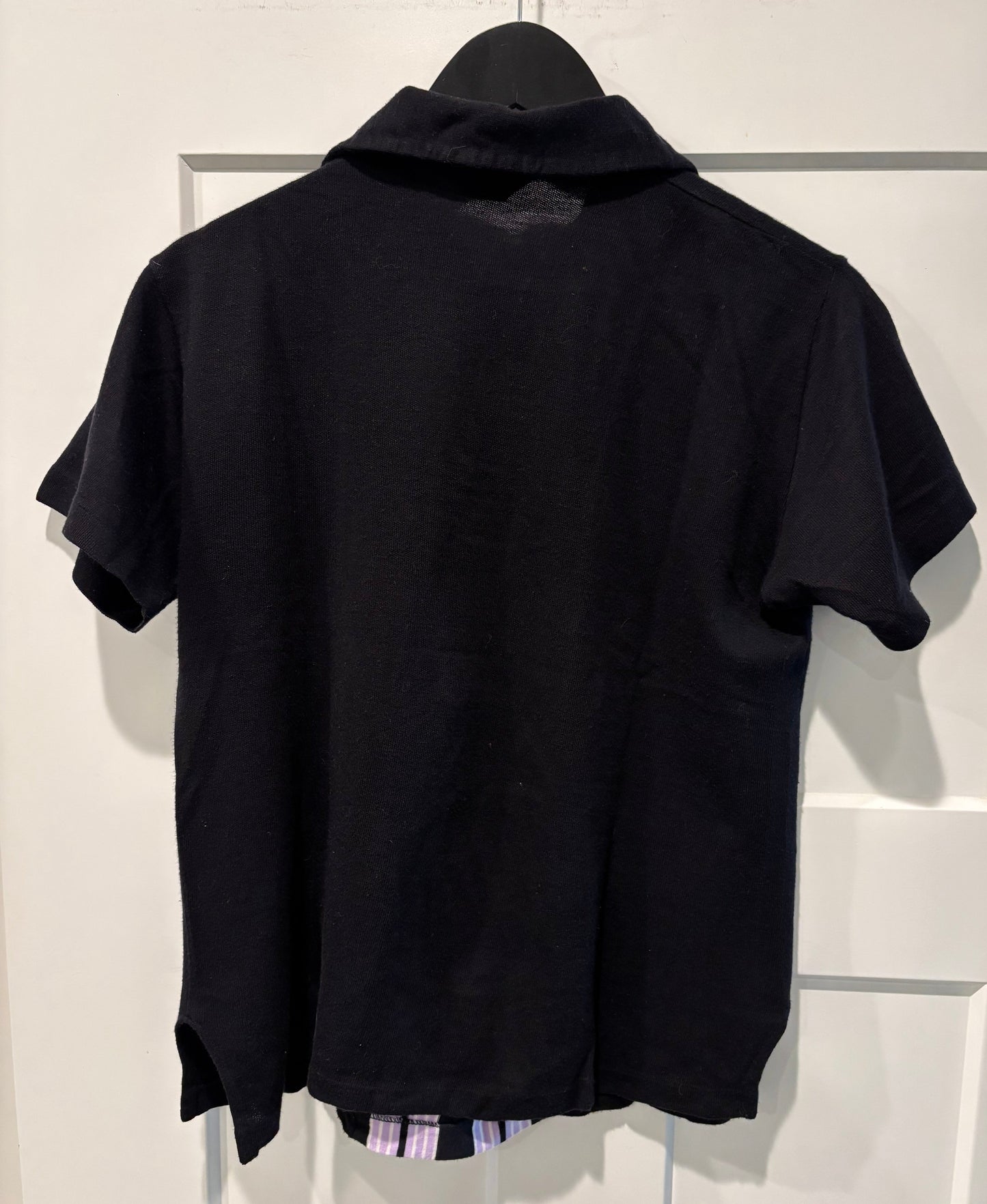 50s Black & Lavender Cotton Knit Polo Shirt