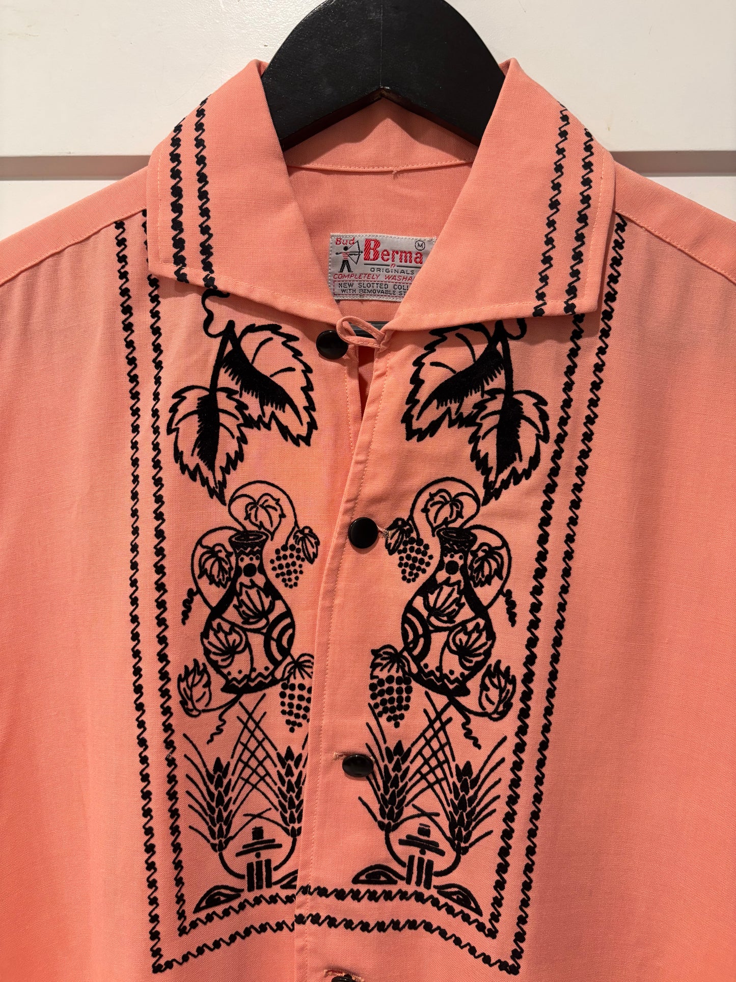 NOS 1950s Bud Berma Pink & Black Shirt