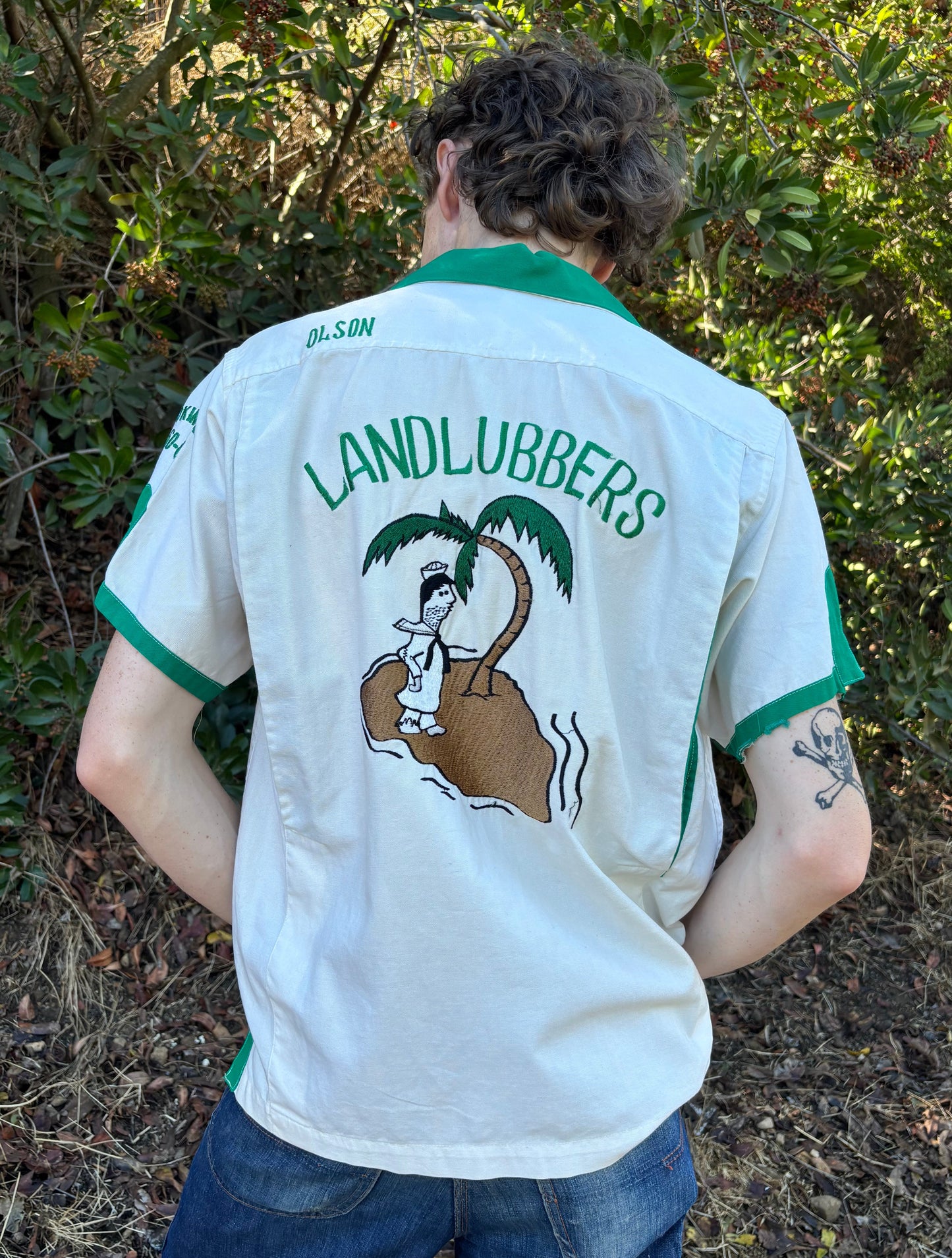 60s Cotton Military Bowling Shirt “Landlubbers”