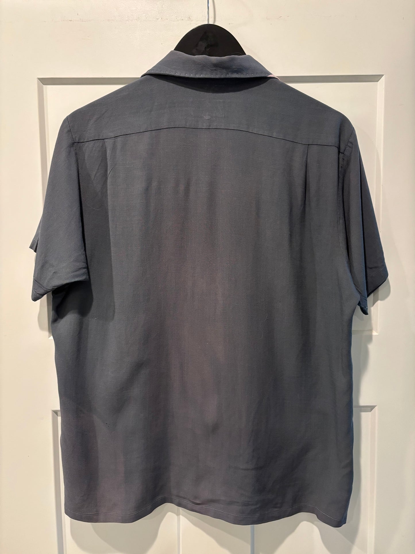 50s Pink & Gray Rayon Rock n Roll Shirt