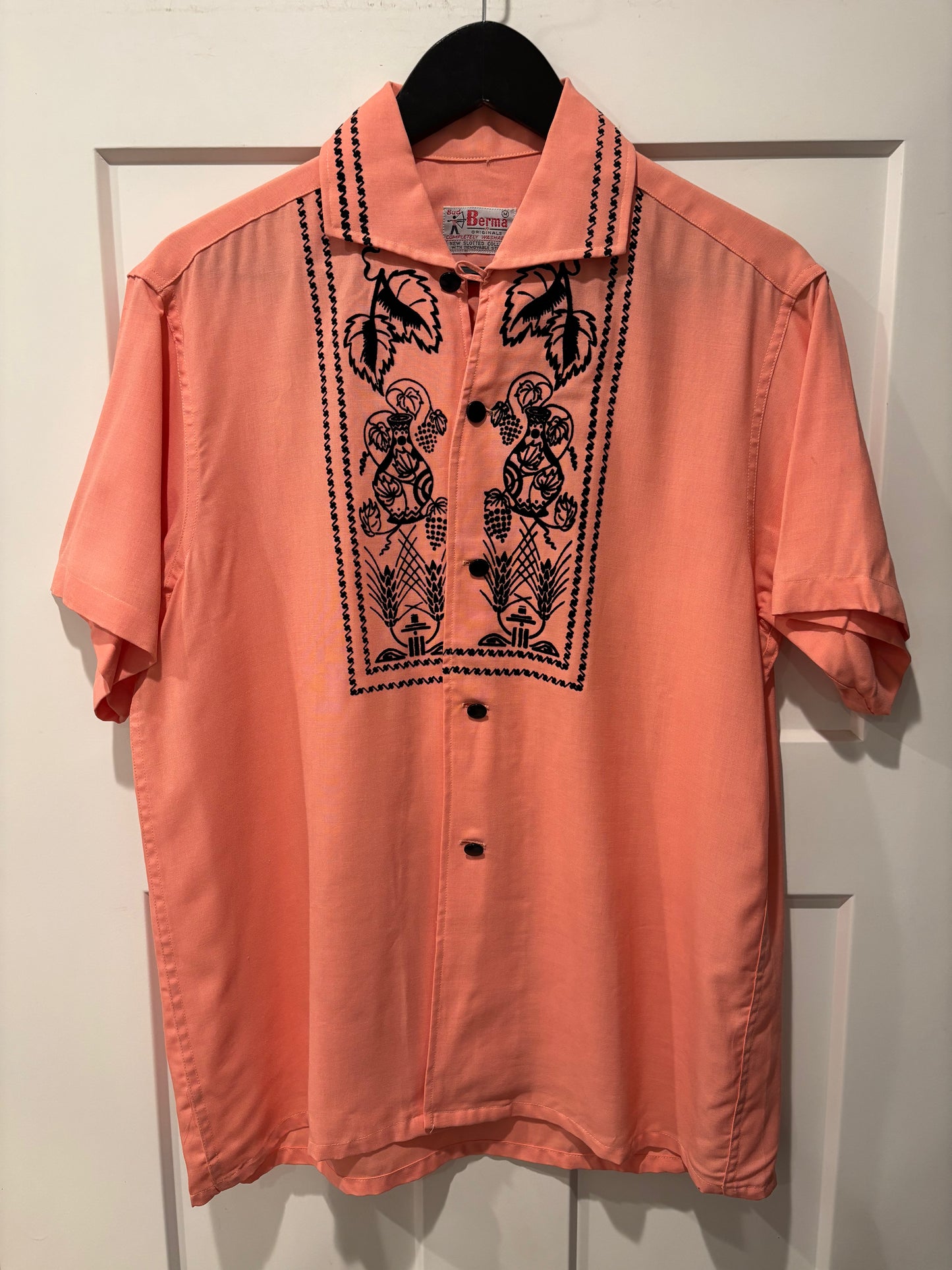 NOS 1950s Bud Berma Pink & Black Shirt