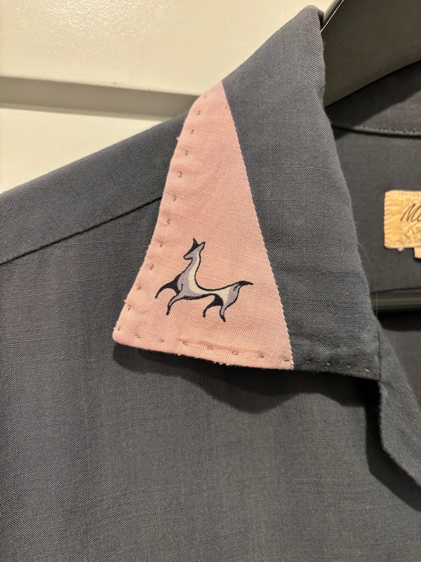 50s Pink & Gray Rayon Rock n Roll Shirt