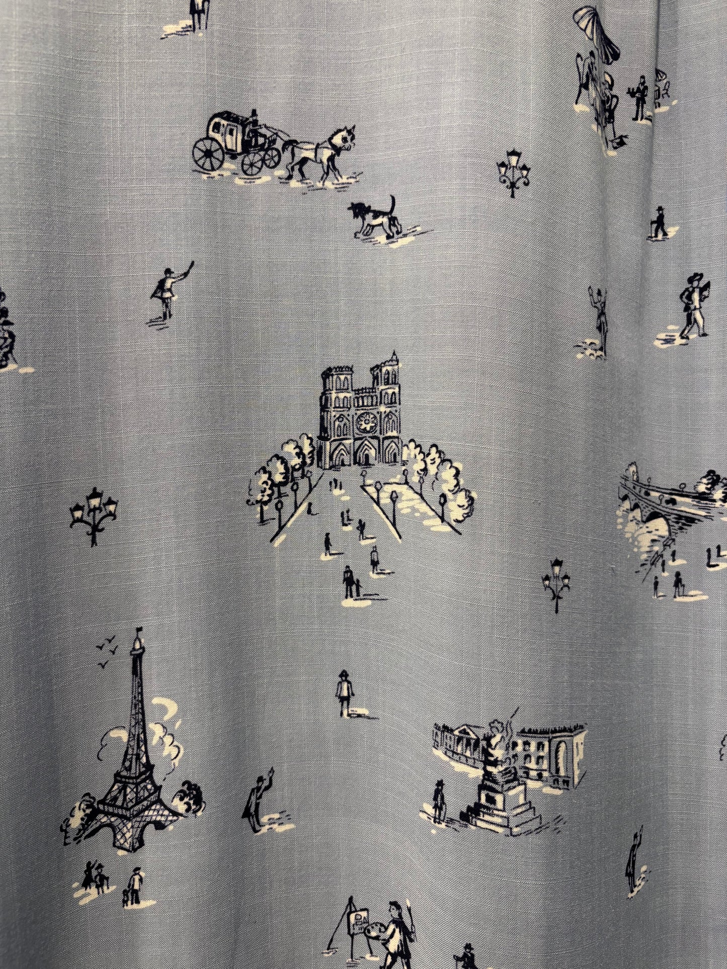 1950s “European Holiday” Novelty Print Rayon Shirt