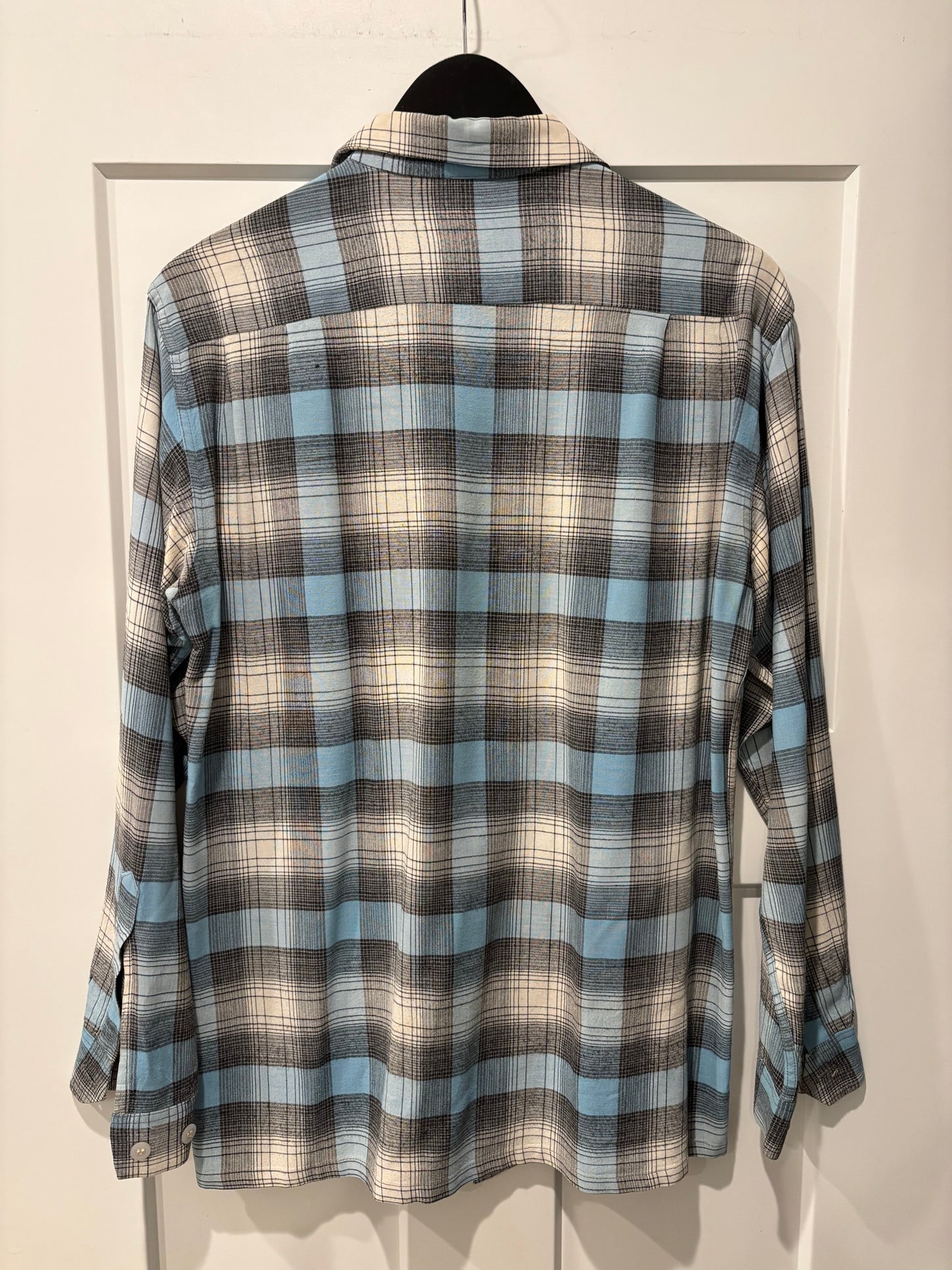 1950s Blue & Gray Rayon Shadowplaid Flannel