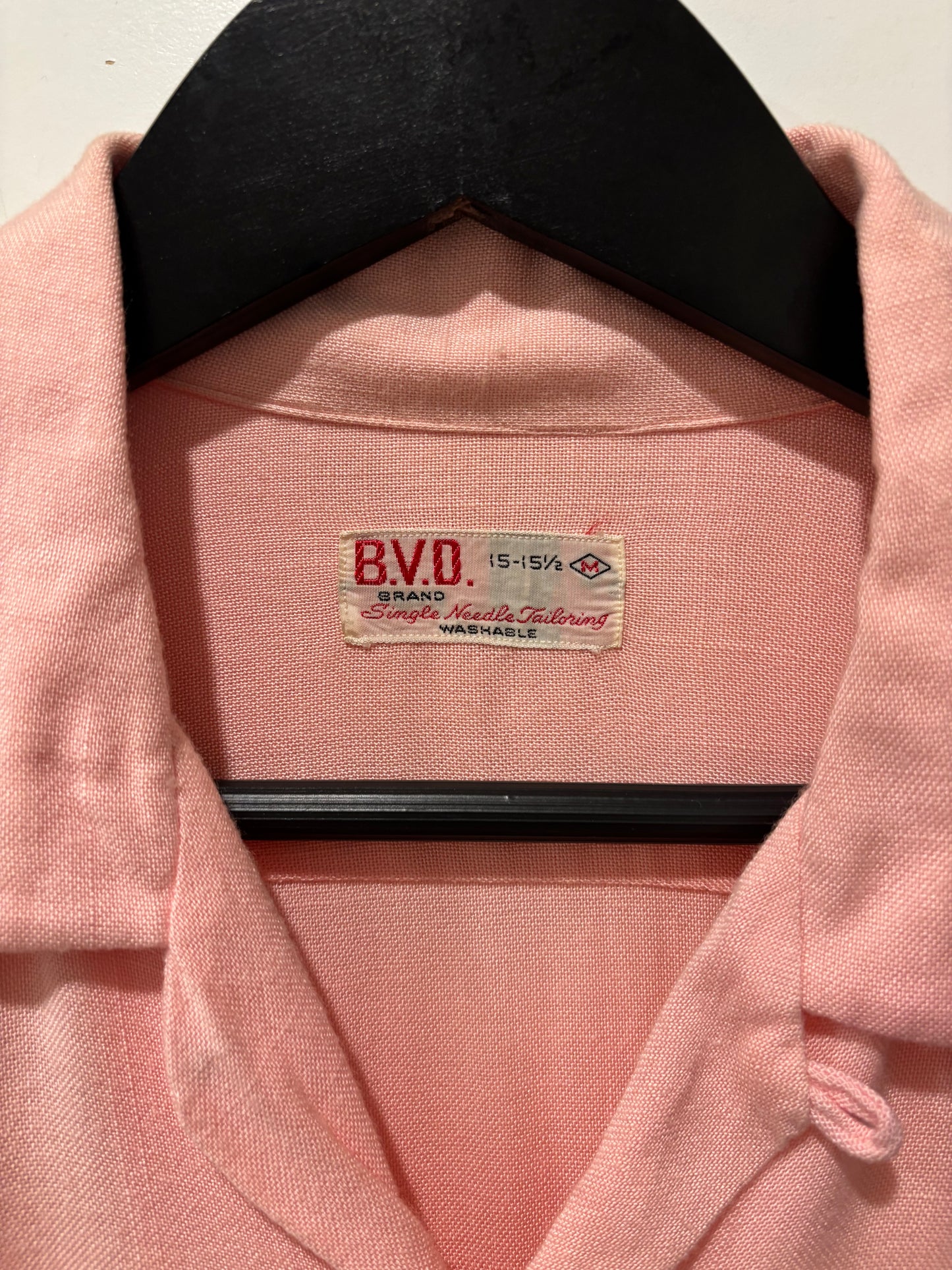1950s Pink Rayon Shirt w/ Bowling Motif