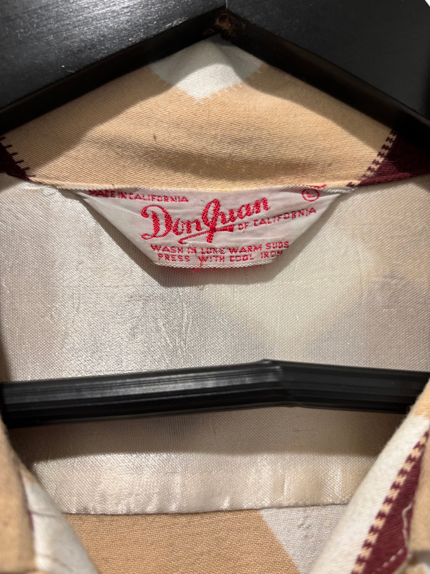 1950s Rayon Argyle Harlequin Pullover Shirt