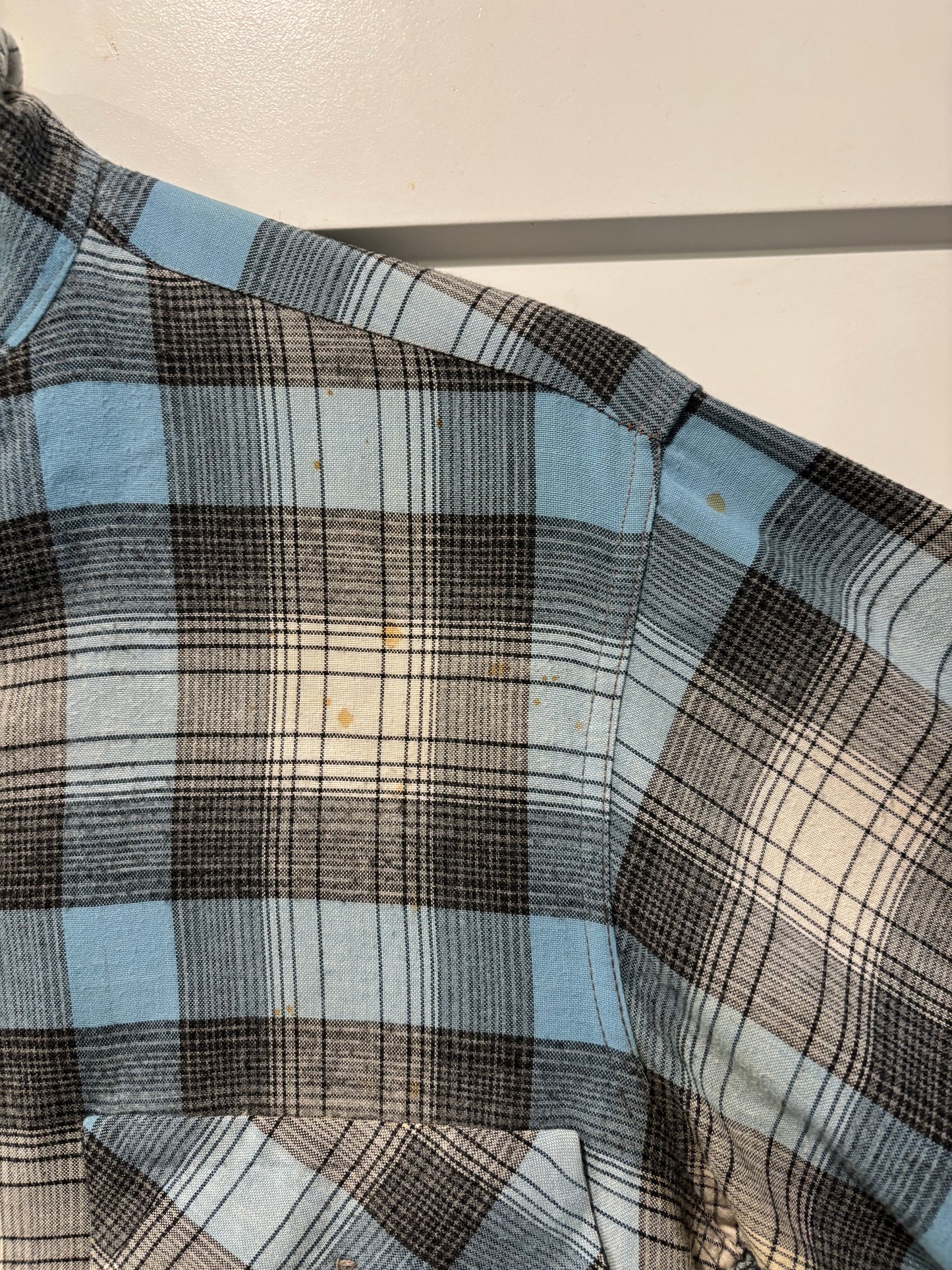 1950s Blue & Gray Rayon Shadowplaid Flannel
